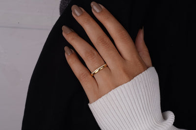 Wedding Band For Women One Side Pave Diamond Ring
