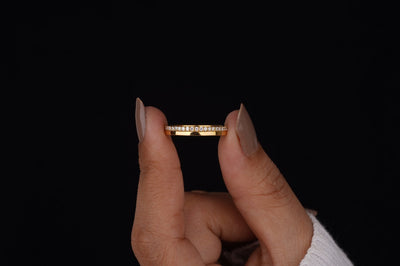 Wedding Band For Women One Side Pave Diamond Ring