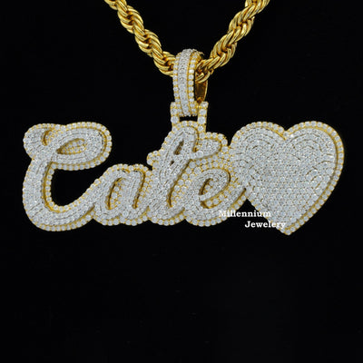 Custom Cate Name Moissanite Round Cut Diamond Totally Hip Hop Pendant First