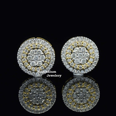 Stylish Flower Screw Moissanite Diamond Hip Hop Style Unisex Earring With Gold