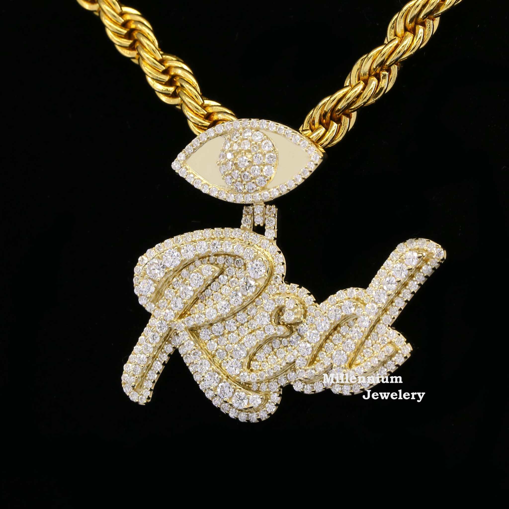 Custom Red Name Moissanite Diamond Hip Hop Pendant With Eye Second