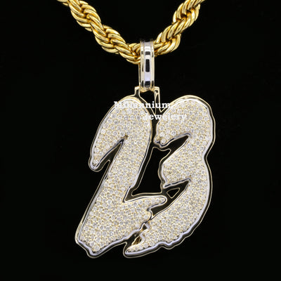 Custom 23 Initial Moissanite Round Diamond Hip Hop Classic Pendant Forth