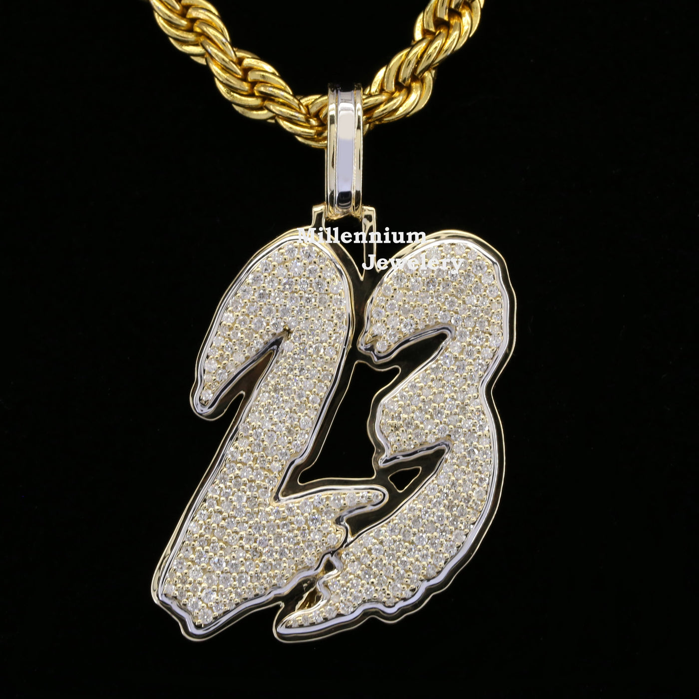 Custom 23 Initial Moissanite Round Diamond Hip Hop Classic Pendant First