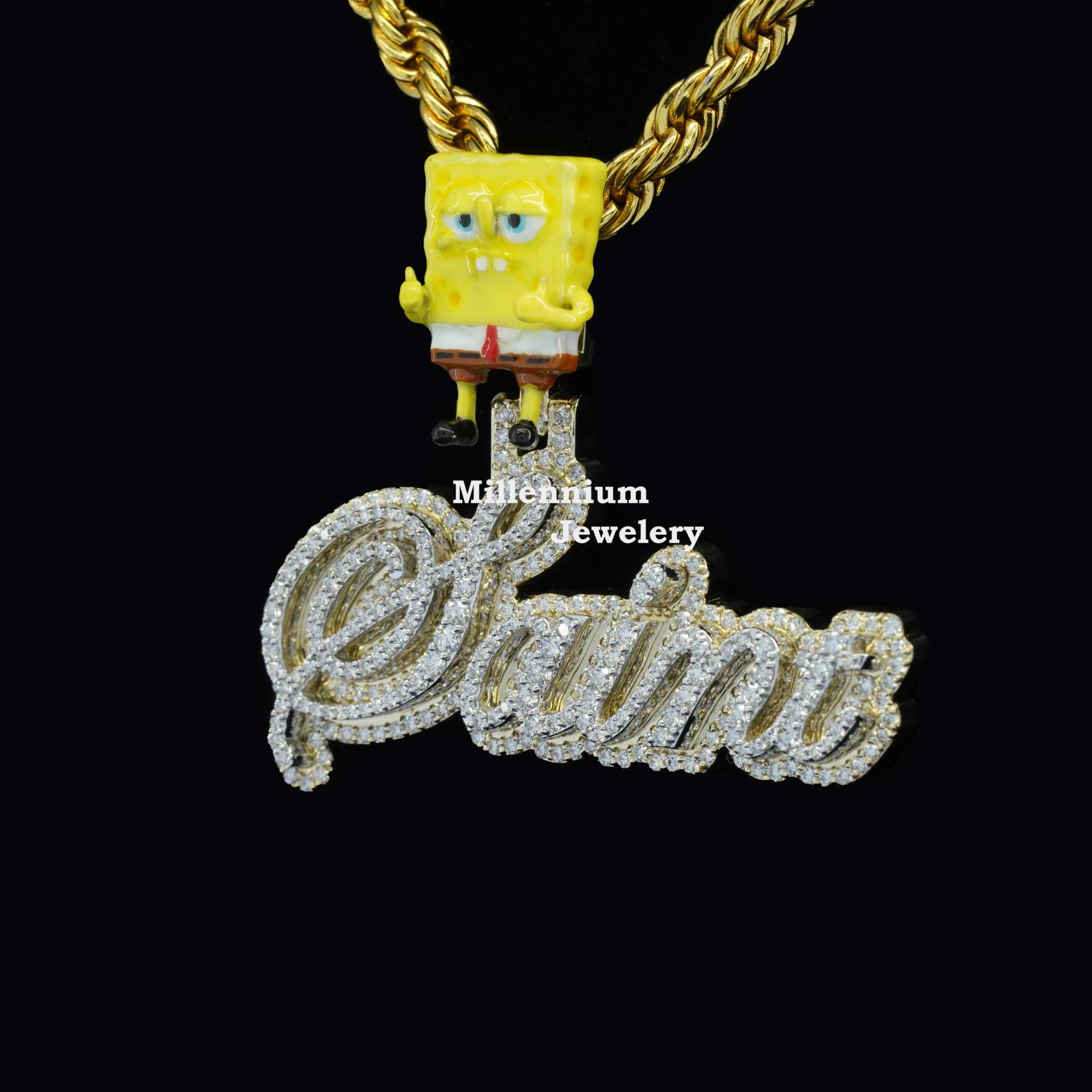 Custom Saint Name Fancy Moissanite Round Diamond Hip Hop Pendant Second