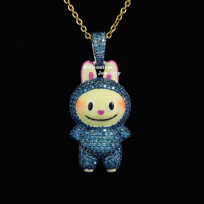 2.2CT Blue Diamond Labubu Pendant