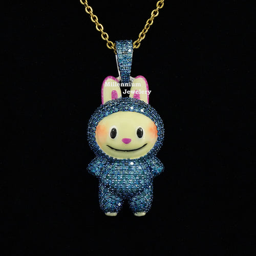 2.2CT Blue Diamond Labubu Pendant