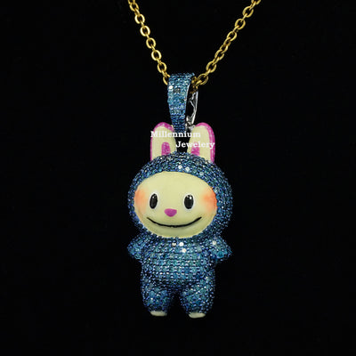 2.2CT Blue Diamond Labubu Pendant