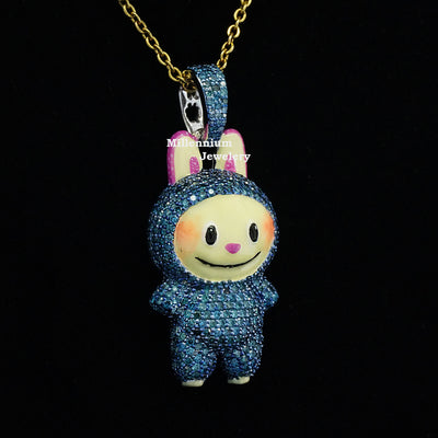 2.2CT Blue Diamond Labubu Pendant