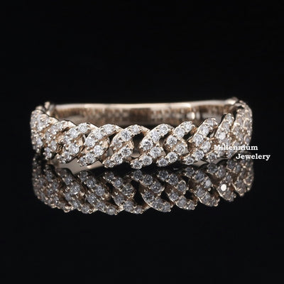 Unique Round Moissanite Diamond Hip Hop Band Ring Rose