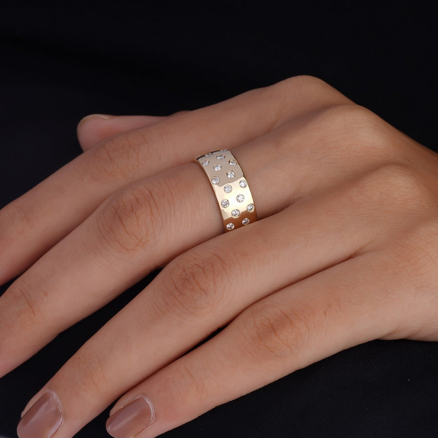 Stunning Iced Out Round Moissanite Diamond Band Ring Fifth