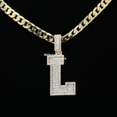 Custom Classic L Initial Moissanite Diamond Iced Out Hip Hop Pendant