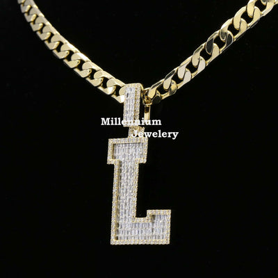 Custom Classic L Initial Moissanite Diamond Iced Out Hip Hop Pendant Second