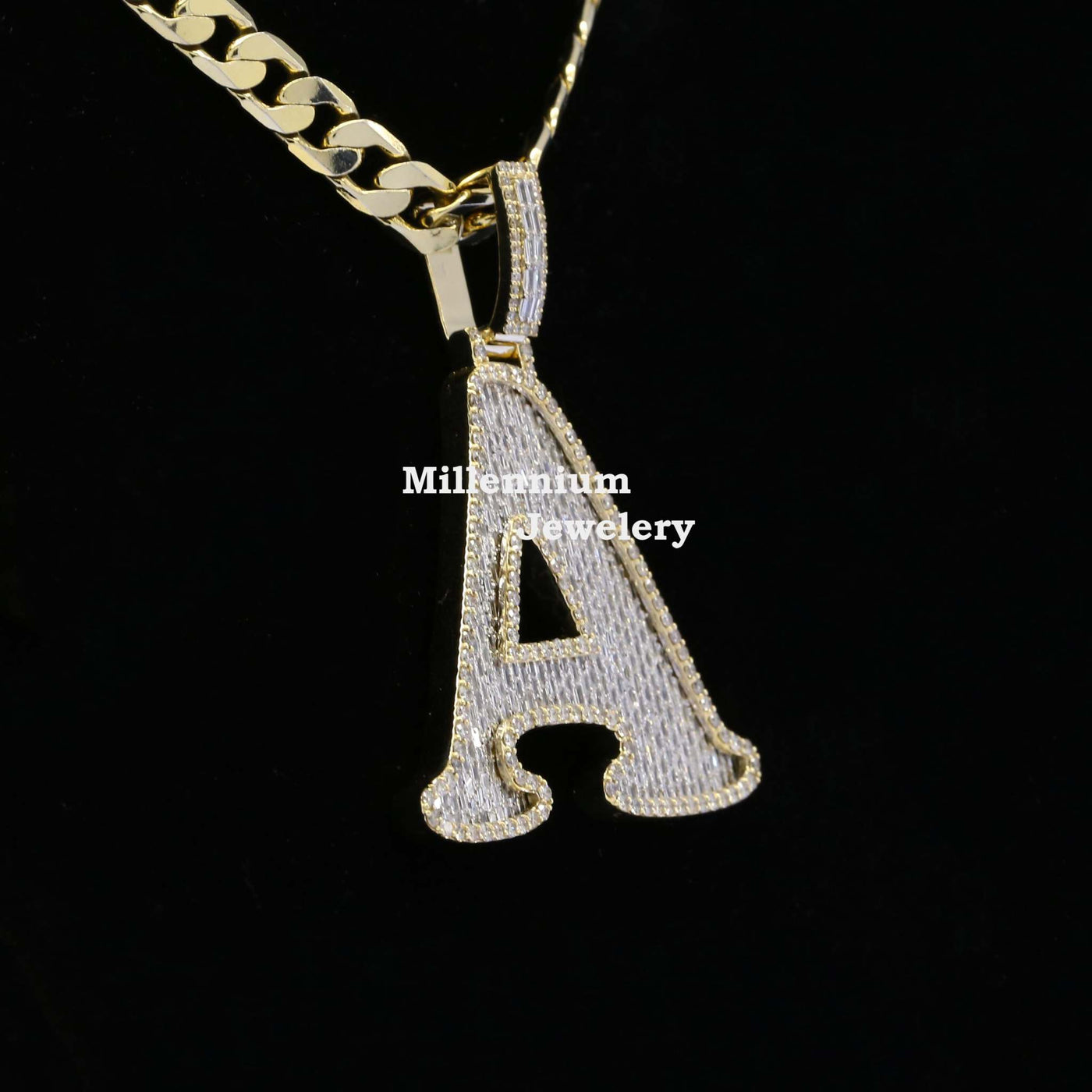 Amazing A Initial Moissanite Diamond Iced Out Hip Hop Style Pendant Third