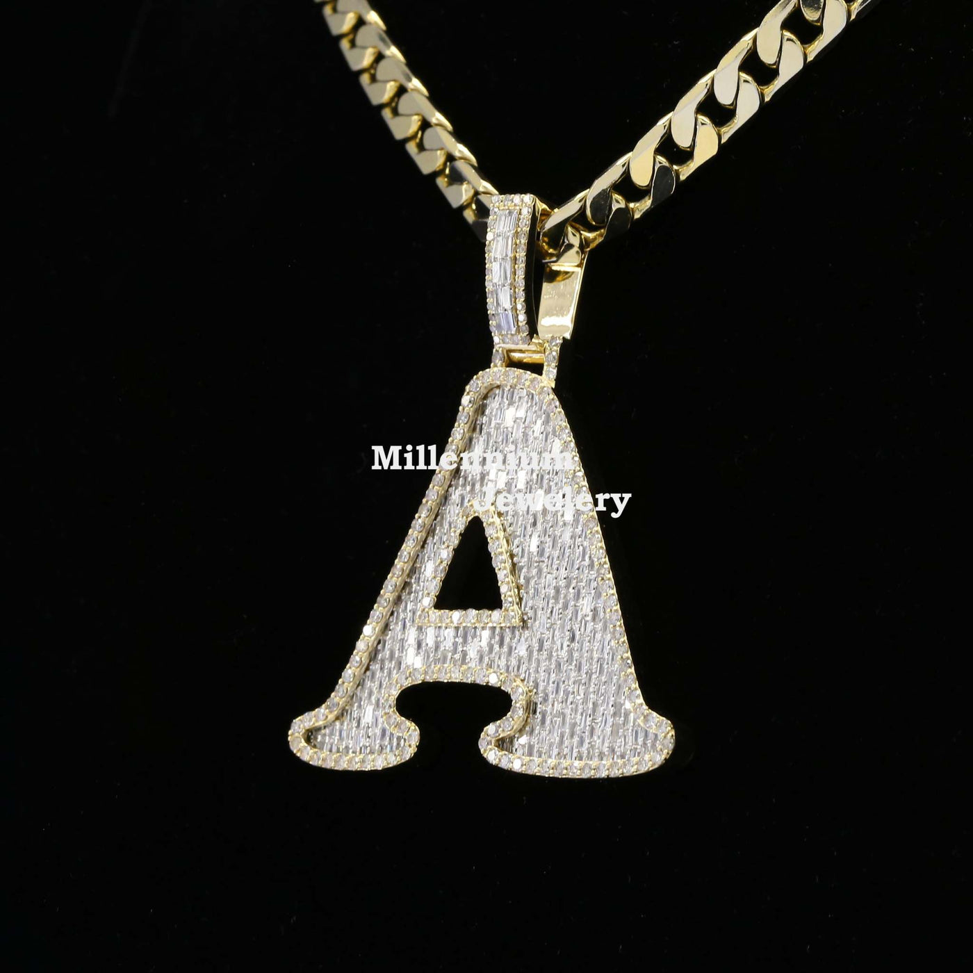 Amazing A Initial Moissanite Diamond Iced Out Hip Hop Style Pendant Forth