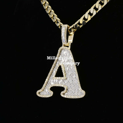 Amazing A Initial Moissanite Diamond Iced Out Hip Hop Style Pendant Forth