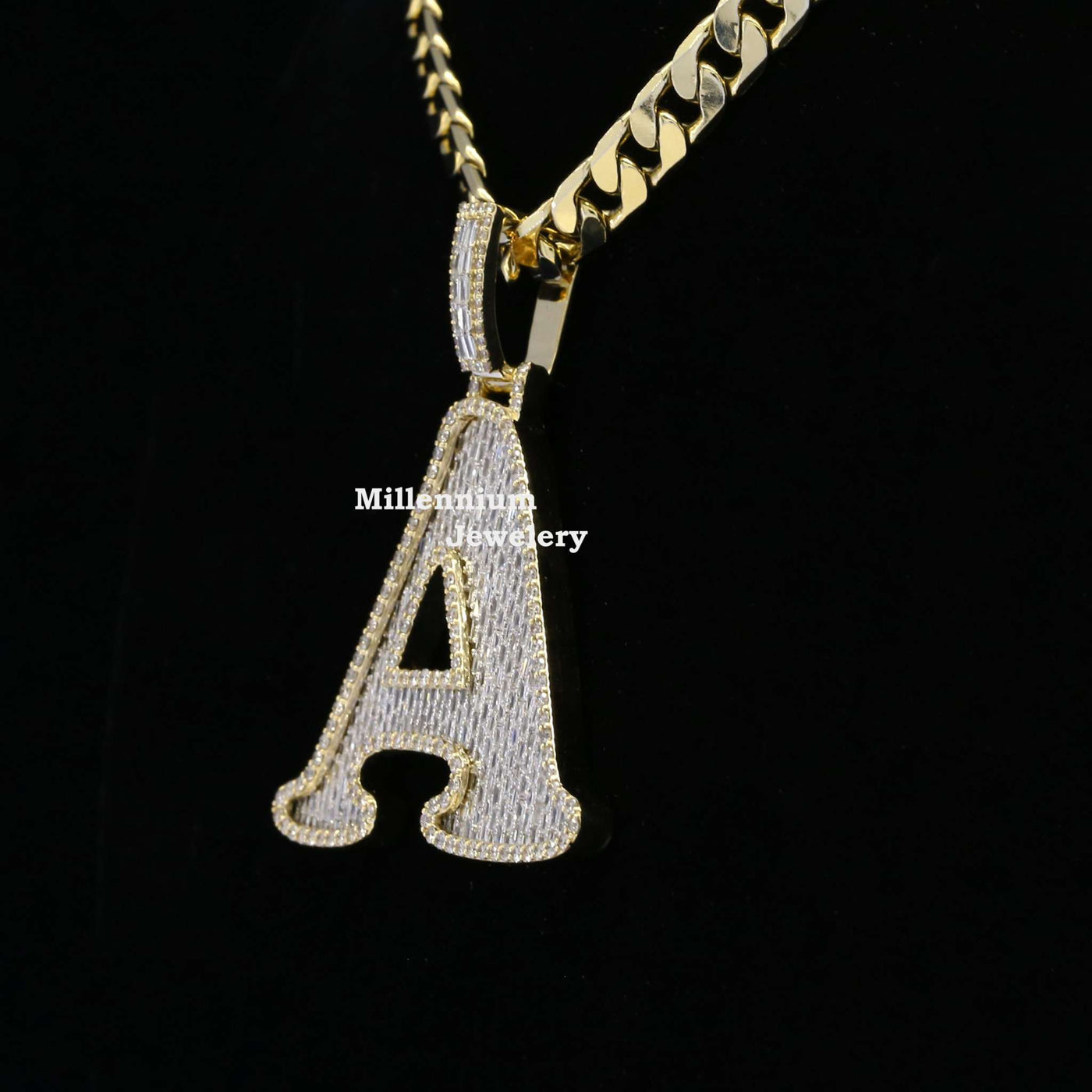 Amazing A Initial Moissanite Diamond Iced Out Hip Hop Style Pendant Fifth