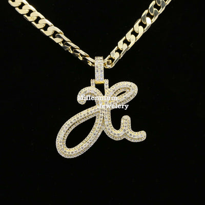 Home H Initial Moissanite Diamond Fancy Iced Out Hip Hop Style Pendant Third