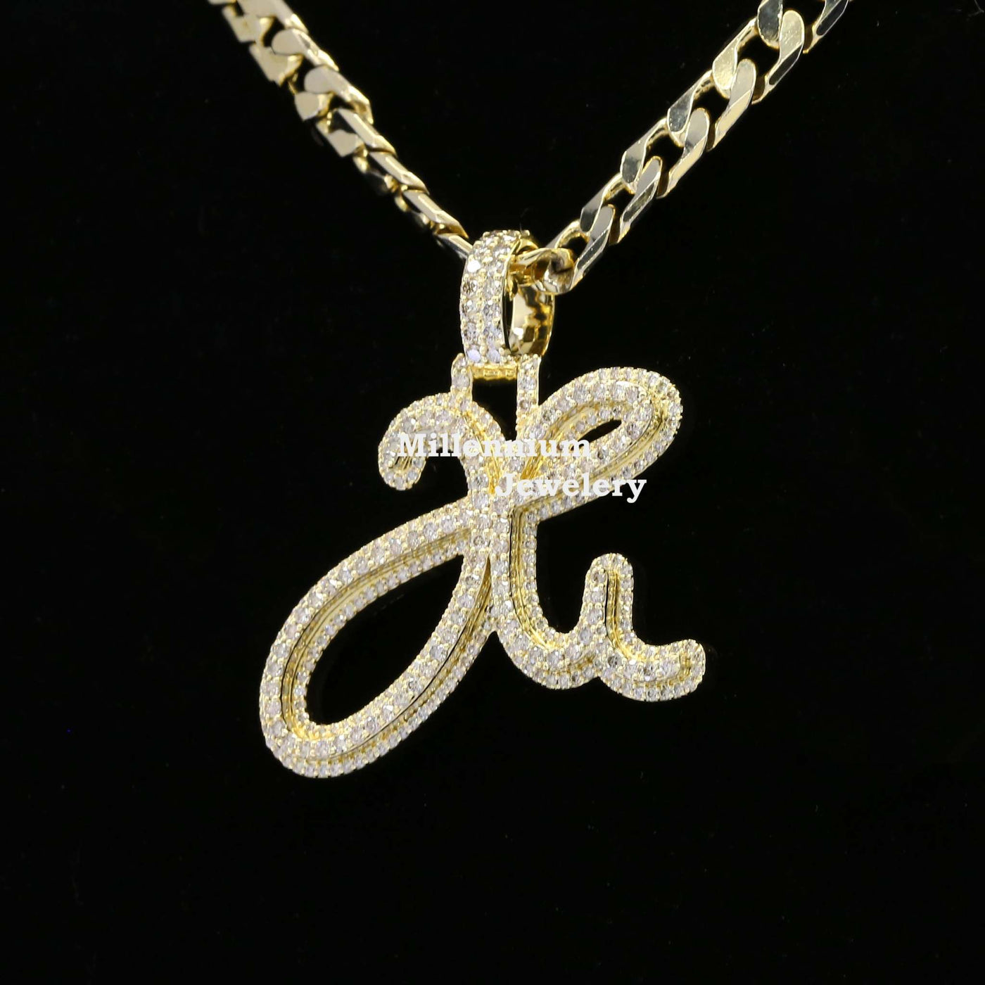 Home H Initial Moissanite Diamond Fancy Iced Out Hip Hop Style Pendant First