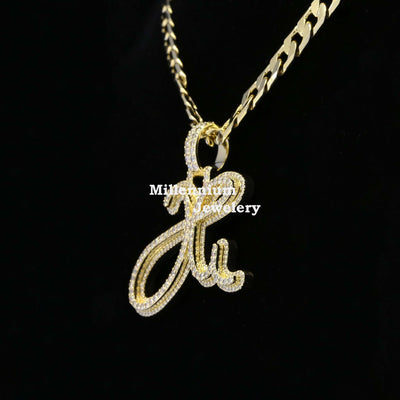 Home H Initial Moissanite Diamond Fancy Iced Out Hip Hop Style Pendant Second