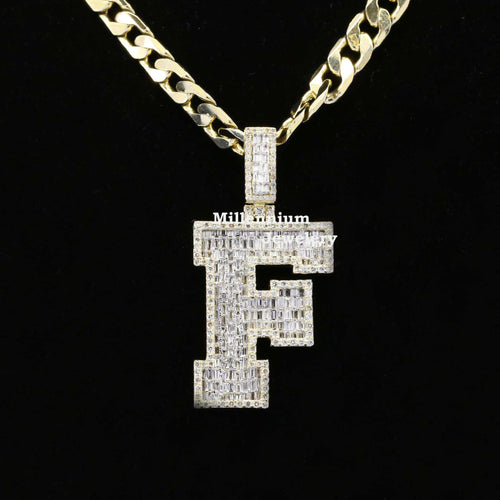 Custom Classic F Initial Moissanite Diamond Iced Out Hip Hop Pendant