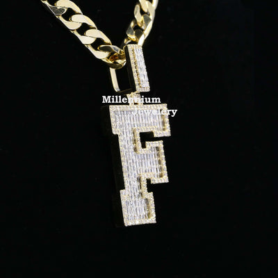 Custom Classic F Initial Moissanite Diamond Iced Out Hip Hop Pendant Forth 