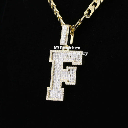 Custom Classic F Initial Moissanite Diamond Iced Out Hip Hop Pendant