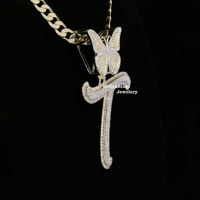 T With Butterfly Moissanite Diamond Iced Out Hip Hop Style Pendant Third