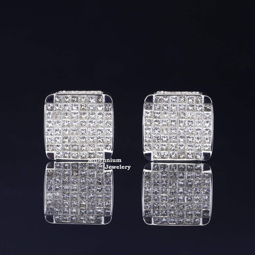 Best Hip Hop Round And Princess Moissanite Diamond Stud Earring