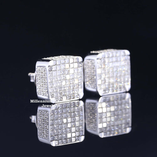 Best Hip Hop Round And Princess Moissanite Diamond Stud Earring