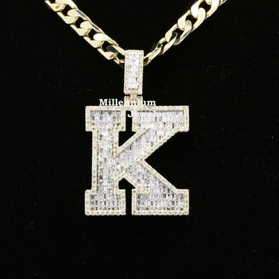 Custom Classic K Initial Moissanite Diamond Iced Out Hip Hop Pendant First