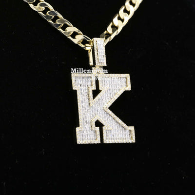 Custom Classic K Initial Moissanite Diamond Iced Out Hip Hop Pendant Third