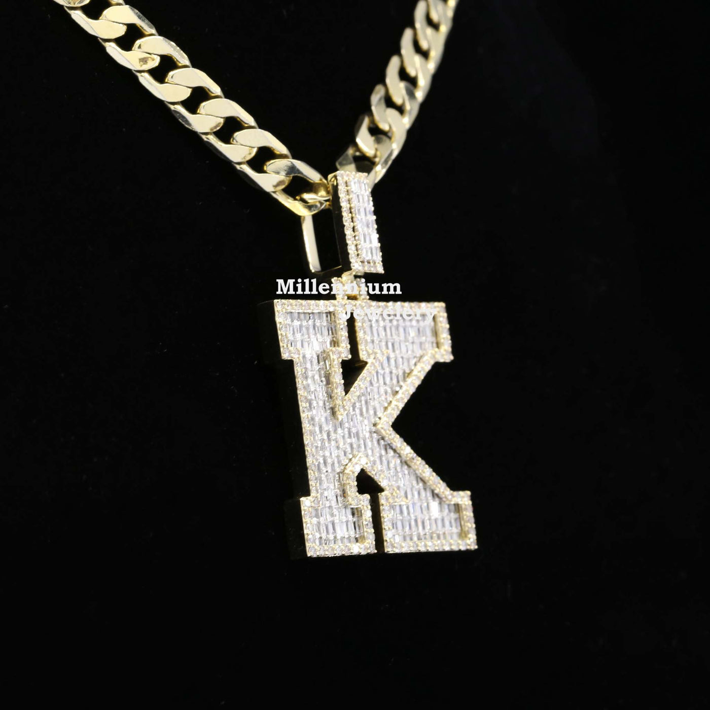 Custom Classic K Initial Moissanite Diamond Iced Out Hip Hop Pendant Forth