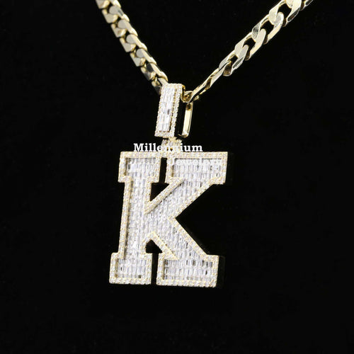 Custom Classic K Initial Moissanite Diamond Iced Out Hip Hop Pendant