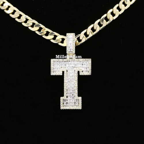 Custom Classic T Initial Moissanite Diamond Iced Out Hip Hop Pendant