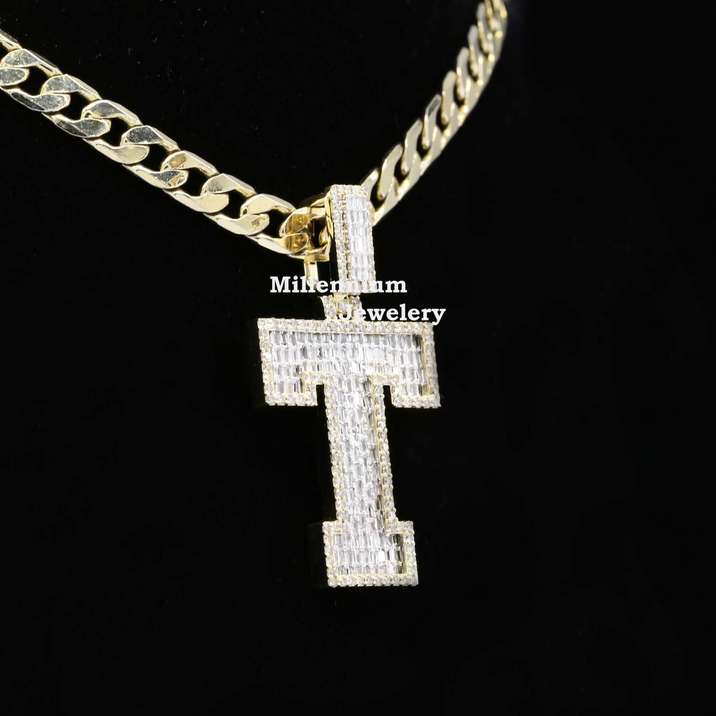 Classic T Initial Moissanite Diamond Iced Out Hip Hop Style Pendant Fifth