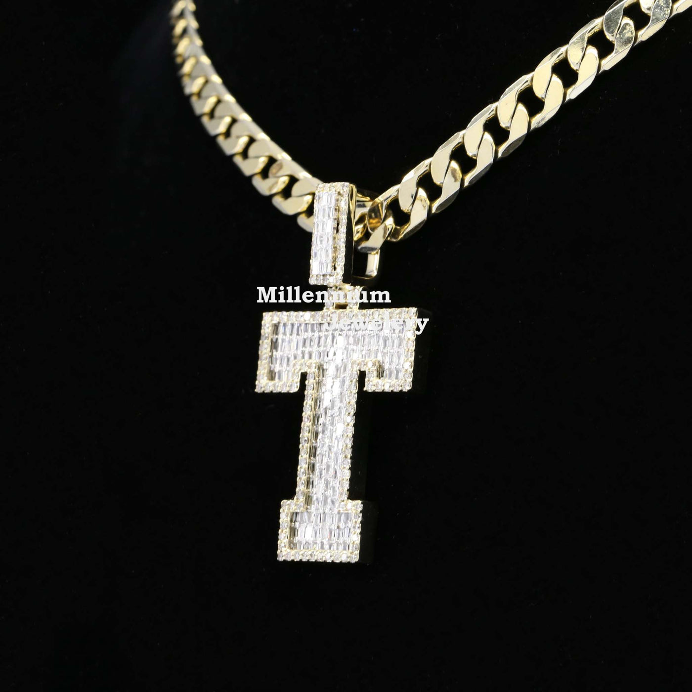 Classic T Initial Moissanite Diamond Iced Out Hip Hop Style Pendant Third