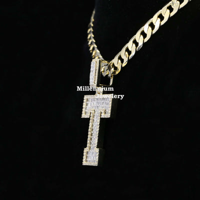 Classic T Initial Moissanite Diamond Iced Out Hip Hop Style Pendant Forth