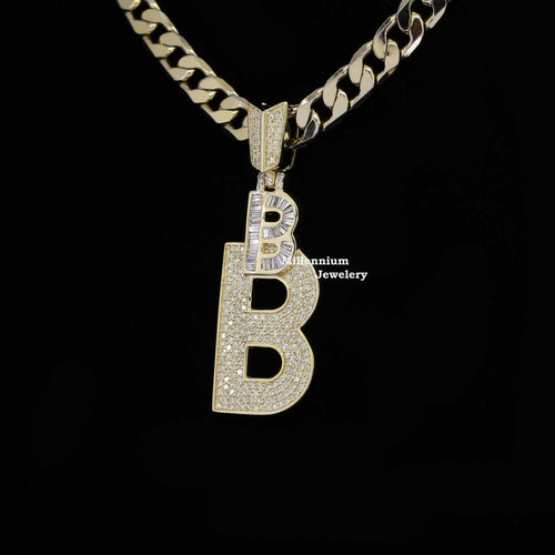 Custom Unique Designed B Moissanite Diamond Bust Down Hip Hop Pendant