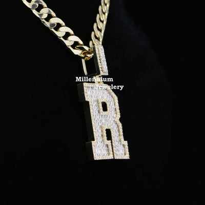 Classic R Initial Moissanite Diamond Iced Out Hip Hop Style Pendant Third