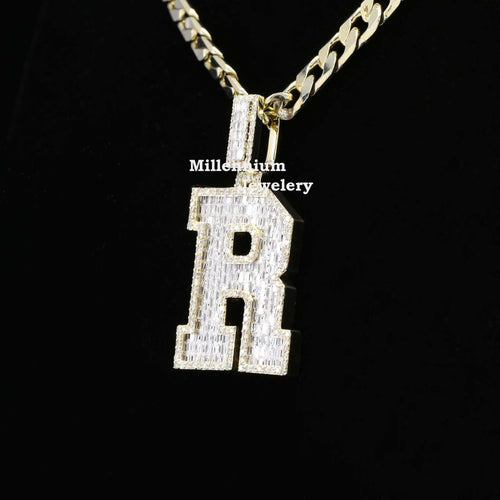 Custom Classic R Initial Moissanite Diamond Iced Out Hip Hop Pendant