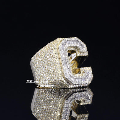 Stylish C Moissanite Diamond Hip Hop Ring Second