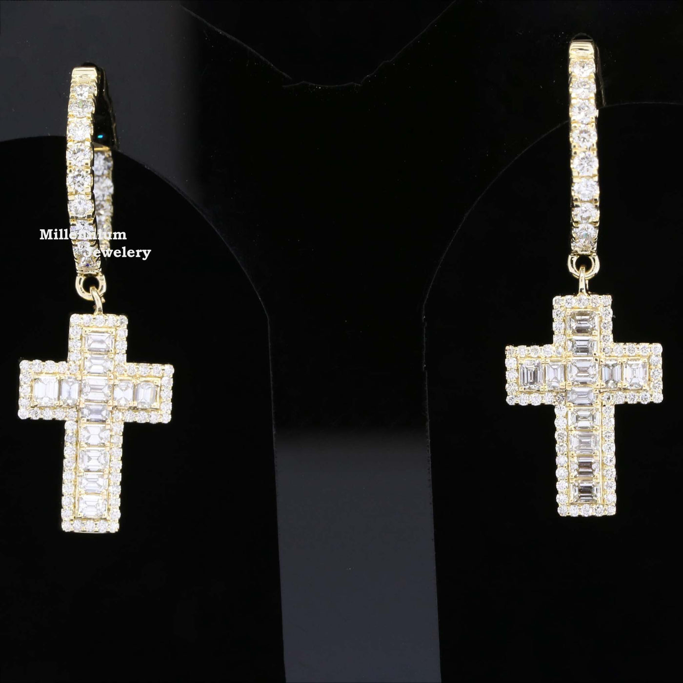 Religious Huggie Hoop Moissanite Diamond Hip Hop Style Earring - Millennium Jewelery