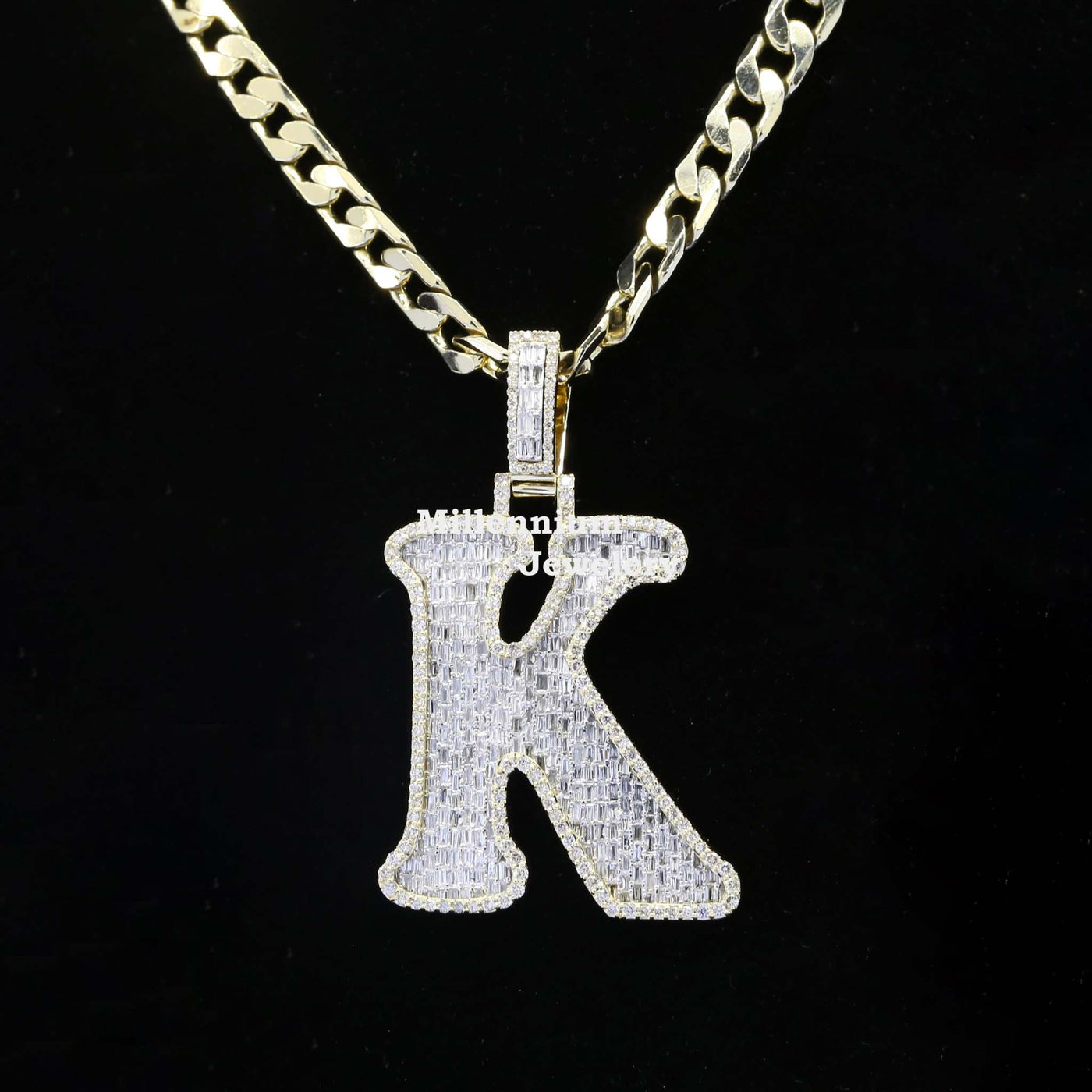 K Initial Moissanite Diamond Totally Iced Out Hip Hop Style Pendant First