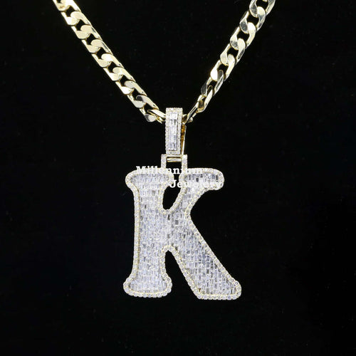 Custom K Initial Moissanite Diamond Totally Iced Out Hip Hop Pendant