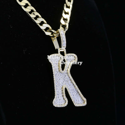 K Initial Moissanite Diamond Totally Iced Out Hip Hop Style Pendant Third