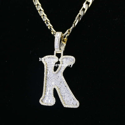 K Initial Moissanite Diamond Totally Iced Out Hip Hop Style Pendant Forth