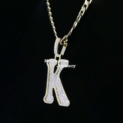 K Initial Moissanite Diamond Totally Iced Out Hip Hop Style Pendant Fifth