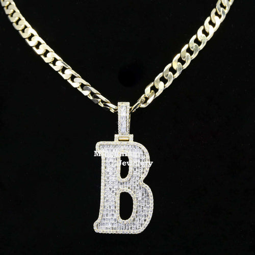 Custom B Initial Moissanite Diamond Bust Down Hip Hop Pendant