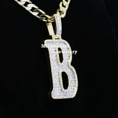 Boys B Initial Moissanite Diamond Bust Down Hip Hop Style Pendant Second