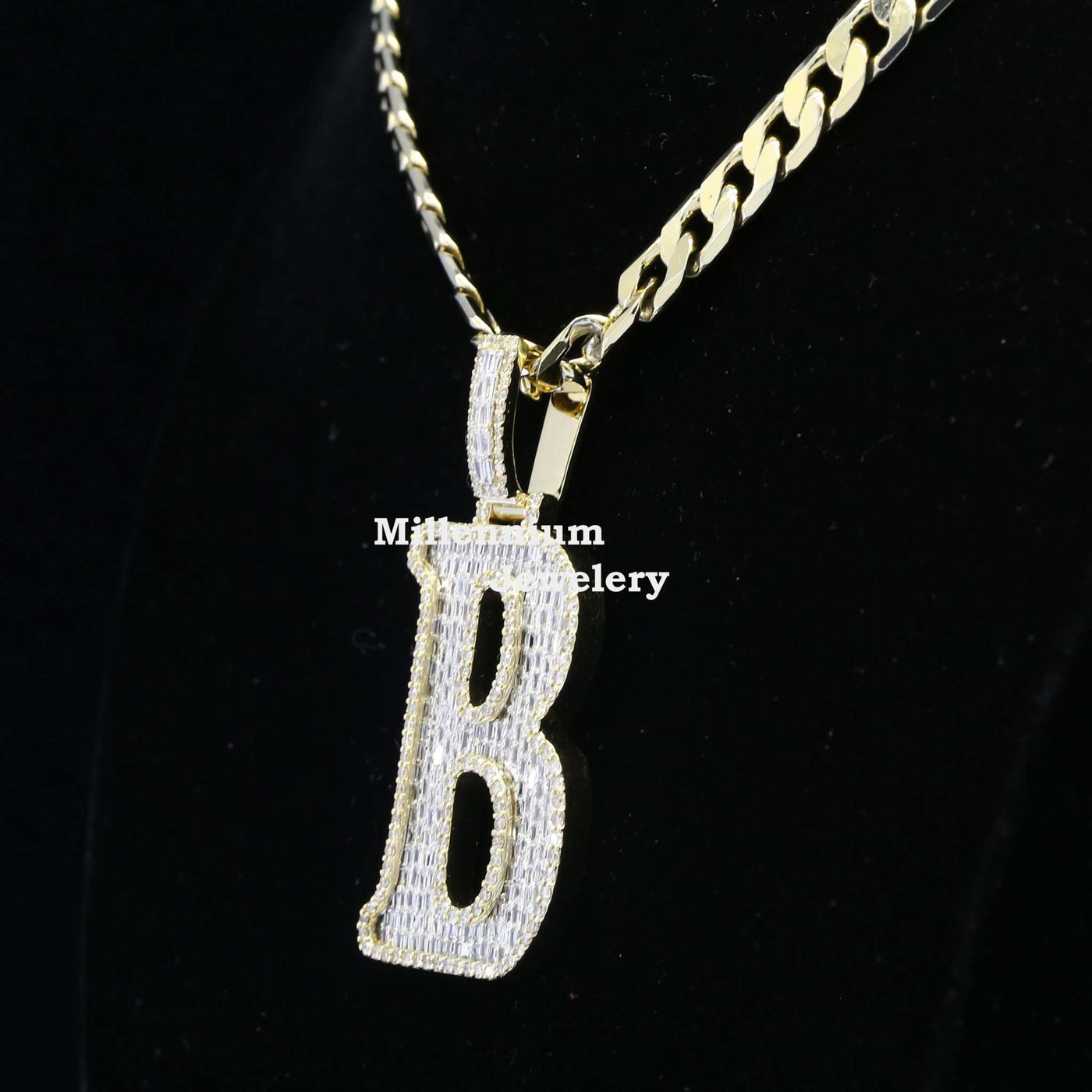 Boys B Initial Moissanite Diamond Bust Down Hip Hop Style Pendant Forth